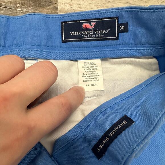 Vineyard Vines Cross Fishbones Blue Green Men 30 Flat Front Breaker Chino Shorts - Picture 4 of 10